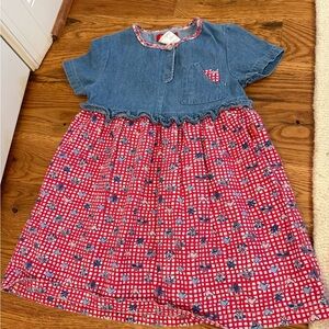 Esprit vintage Girls Dress size Small Red Gingham and Denim